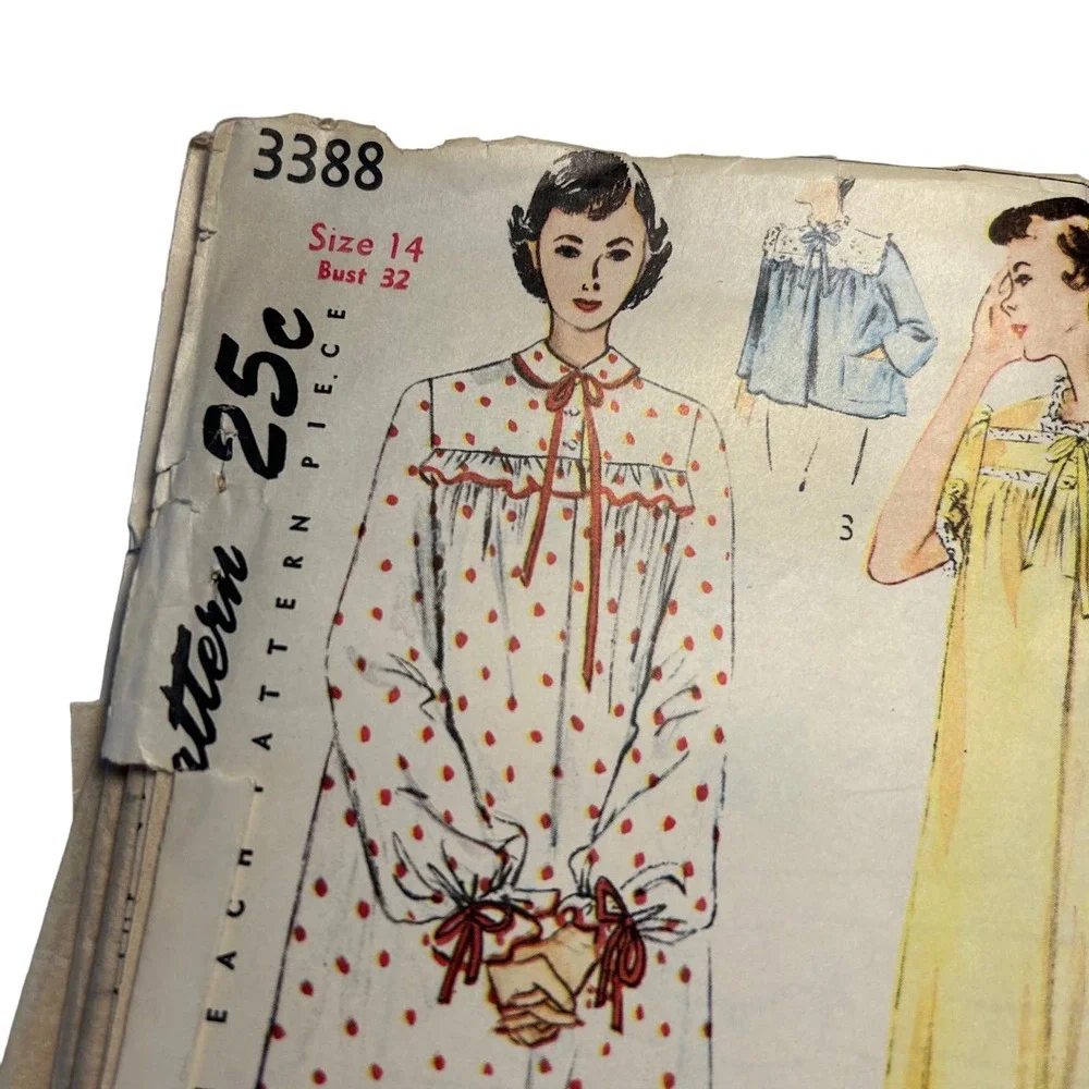 Simplicity Vintage 1950's Pattern #3388 Misses/Women's Nightgown 2 Lengths Sz 14